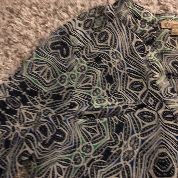 Democracy Paisley Print Tie Split Round Neck 3/4 Blouson Sleeve Top Size Small - Picture 5 of 7